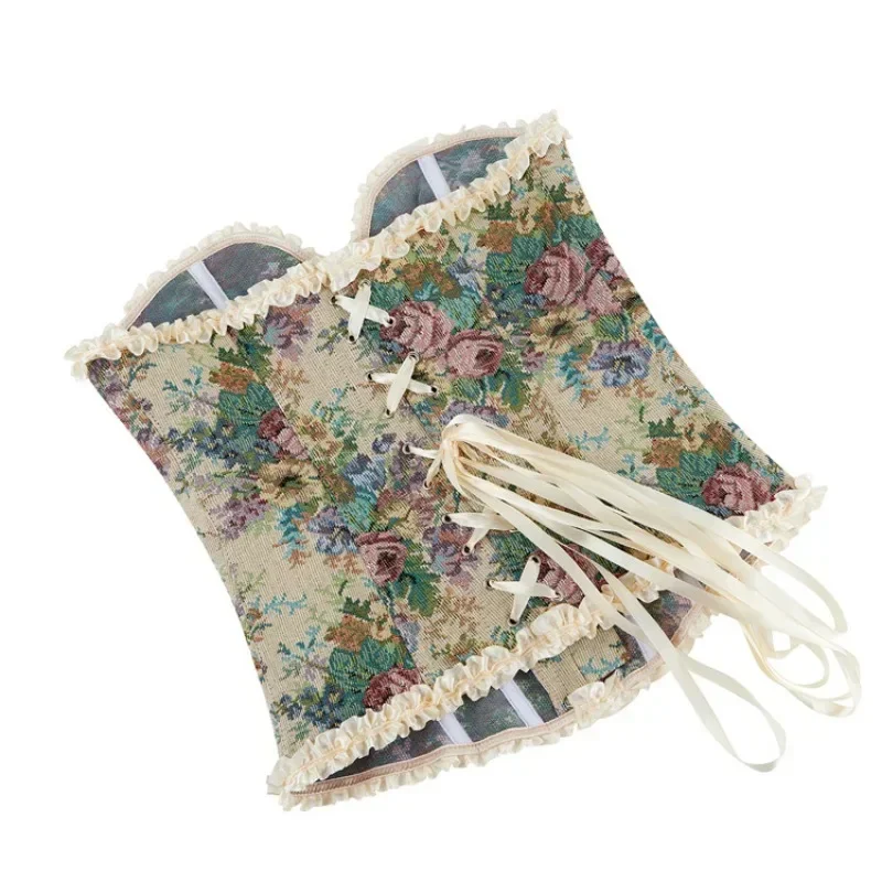 أزياء المرأة كورسيه فوقي للنساء أعلى المشدات حجم كبير مثير الدانتيل يصل الأزهار خمر القوطية الملابس الداخلية المشدية Korsett