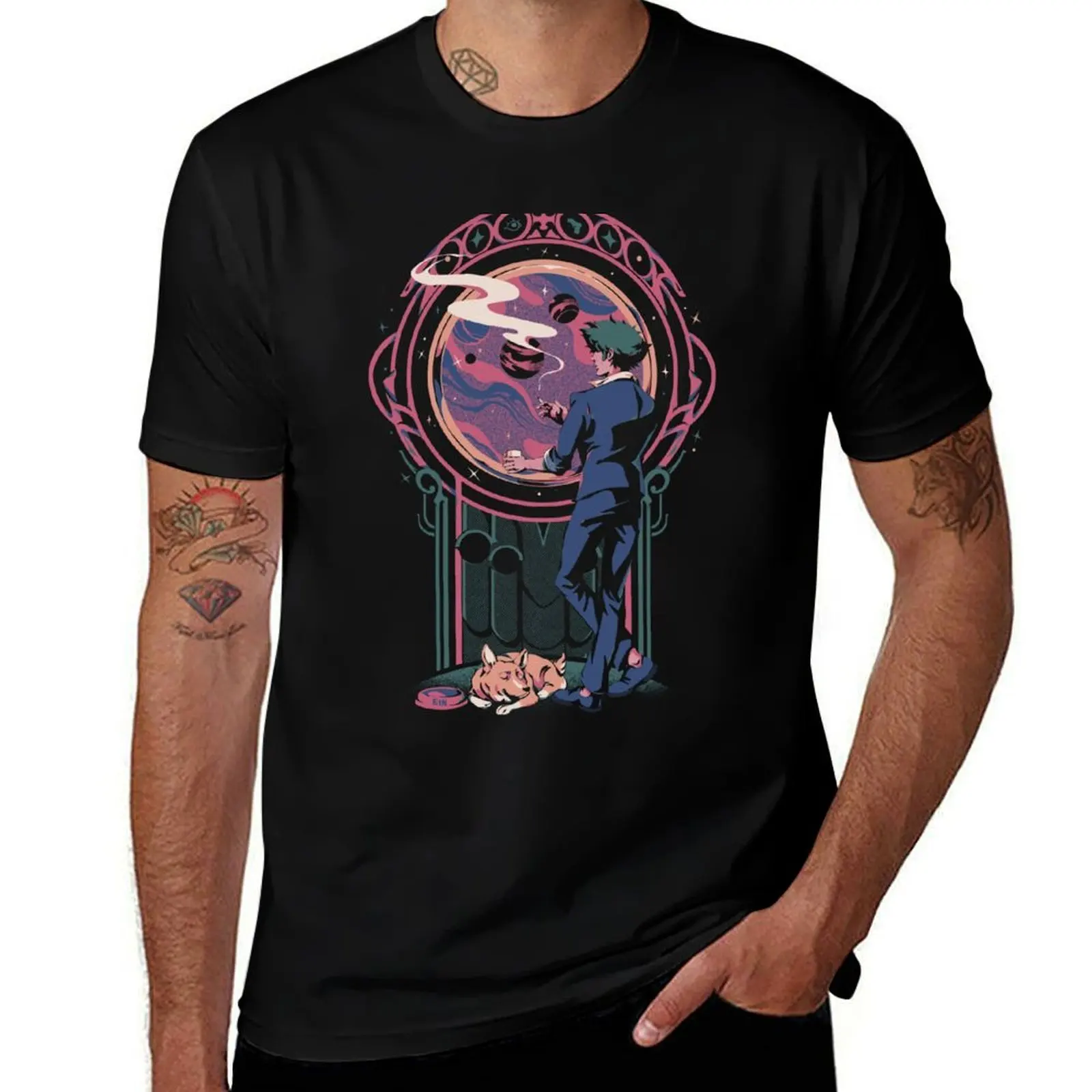 T-shirt Space Cowboy Contemplation, t-shirt graphique fantaisie