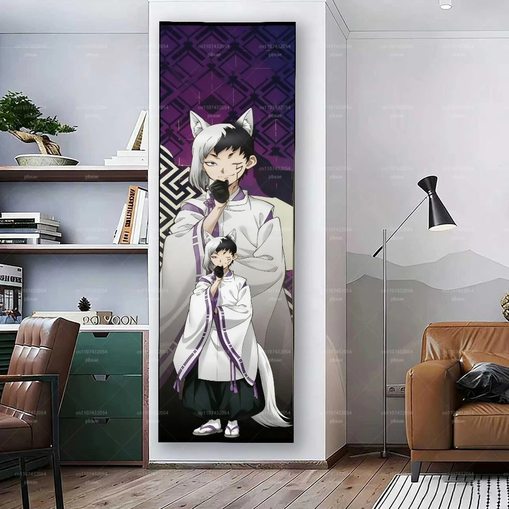 D-DDr.STONE Tapestry Wall Hanging Anime Fox Boy Tapestry Purple Aesthetic Backdrop for Bedroom Dorm Room Decor