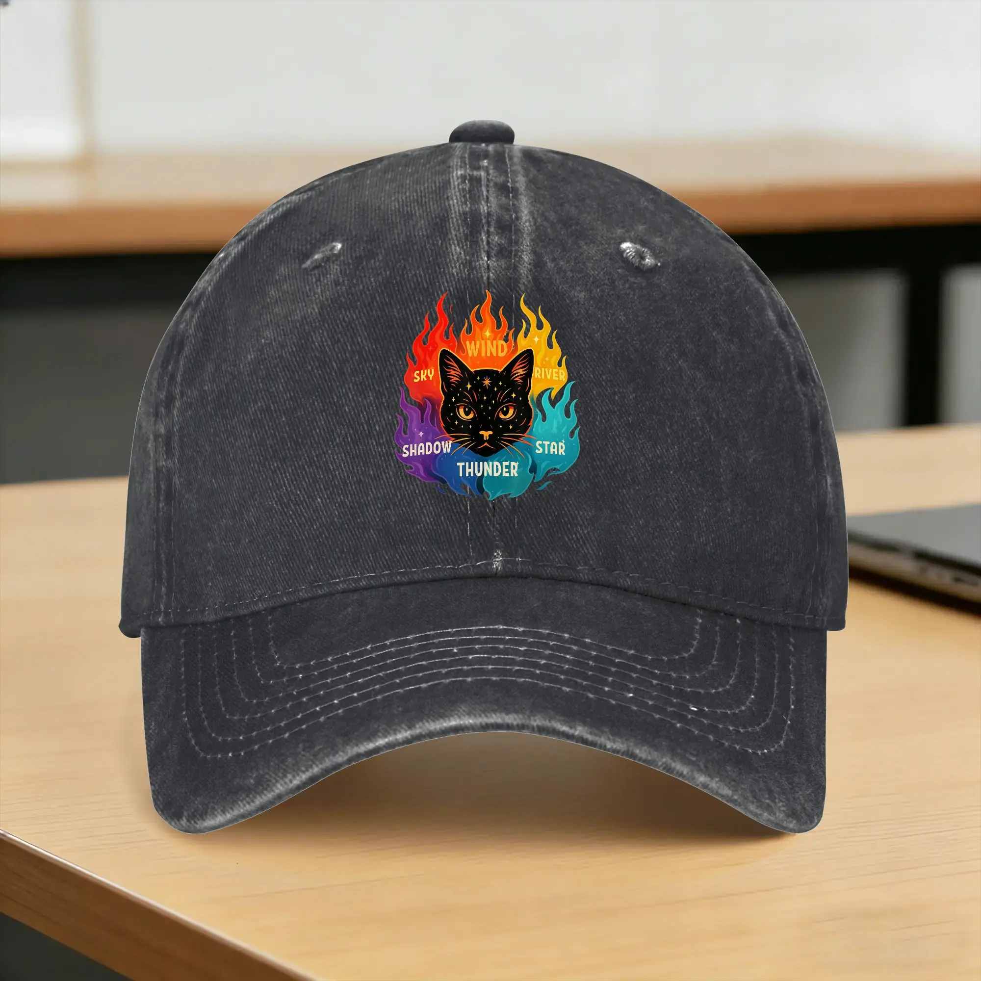 Wind Shadow River Star Thunder Sky Cat Feline Sun Baseball Cap  Couple Women Custom Trucker Hat Summer Baseball Caps