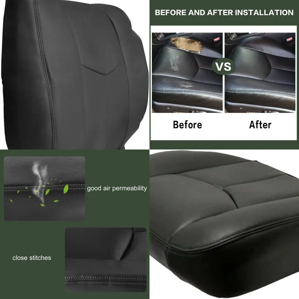 

FZJDSD 4PCS Dark Gray Driver & Passenger Side Bottom and Top Lean Back Microfiber Leather Replacement Seat Covers Compatible wit