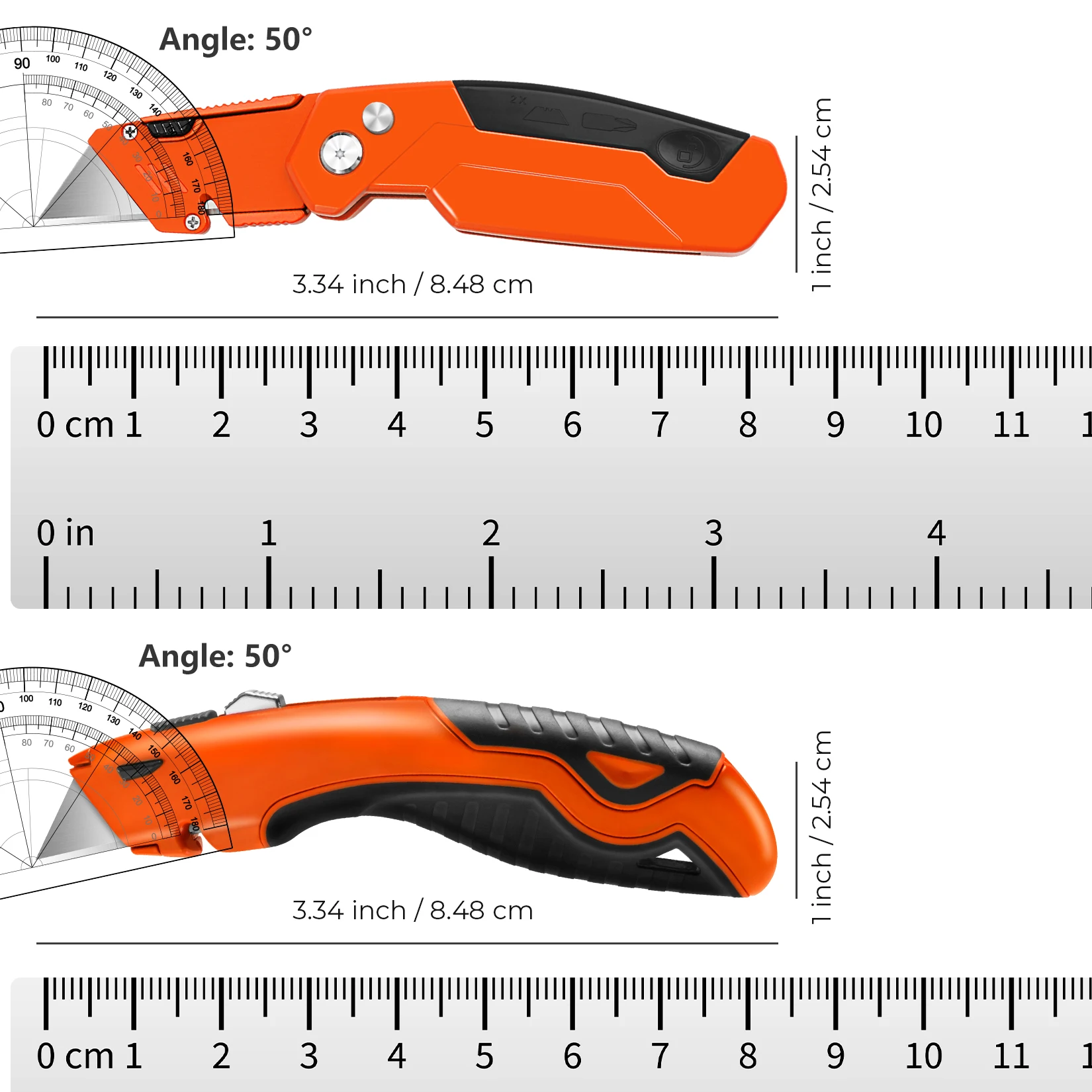 2-Pack Box Cutters, Utility Knife Retractable and Folding Razor Knife for Cartons, Cardboard, Box Cutter Retractable and Folding