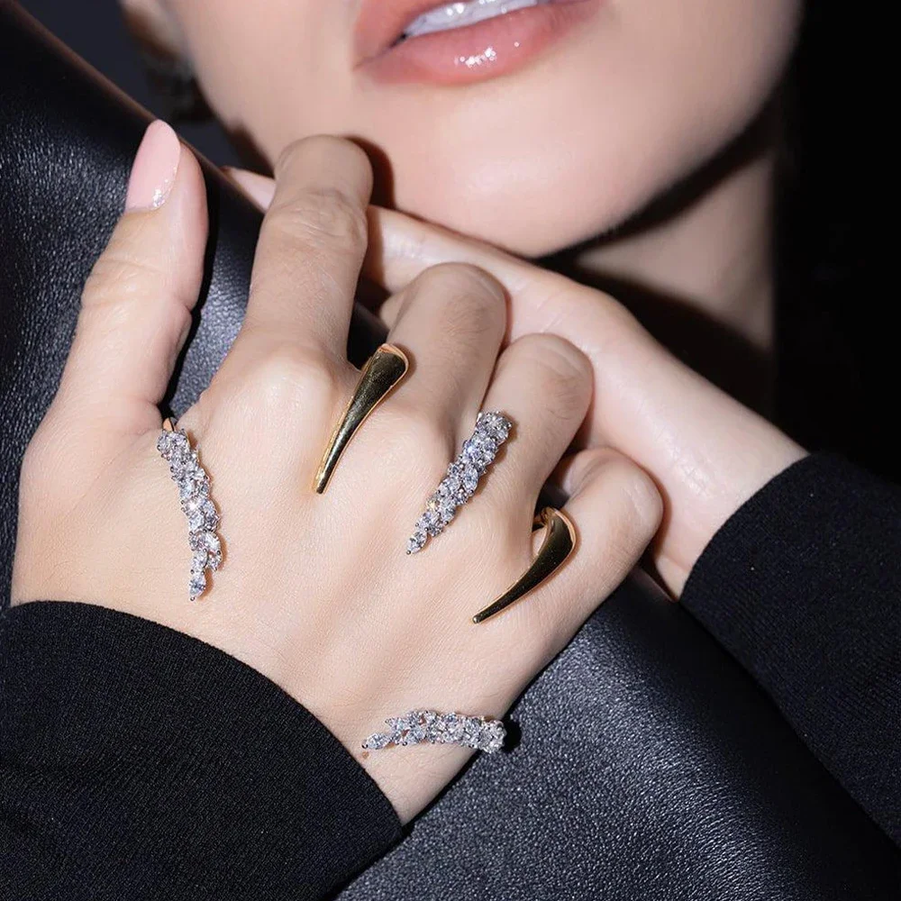 Boho Leaf Zircon Palm Cuff Bracelet Women Accessories Adjustable Fashion Designer Bridal Geometric Hand Bangle Wedding Jewelry