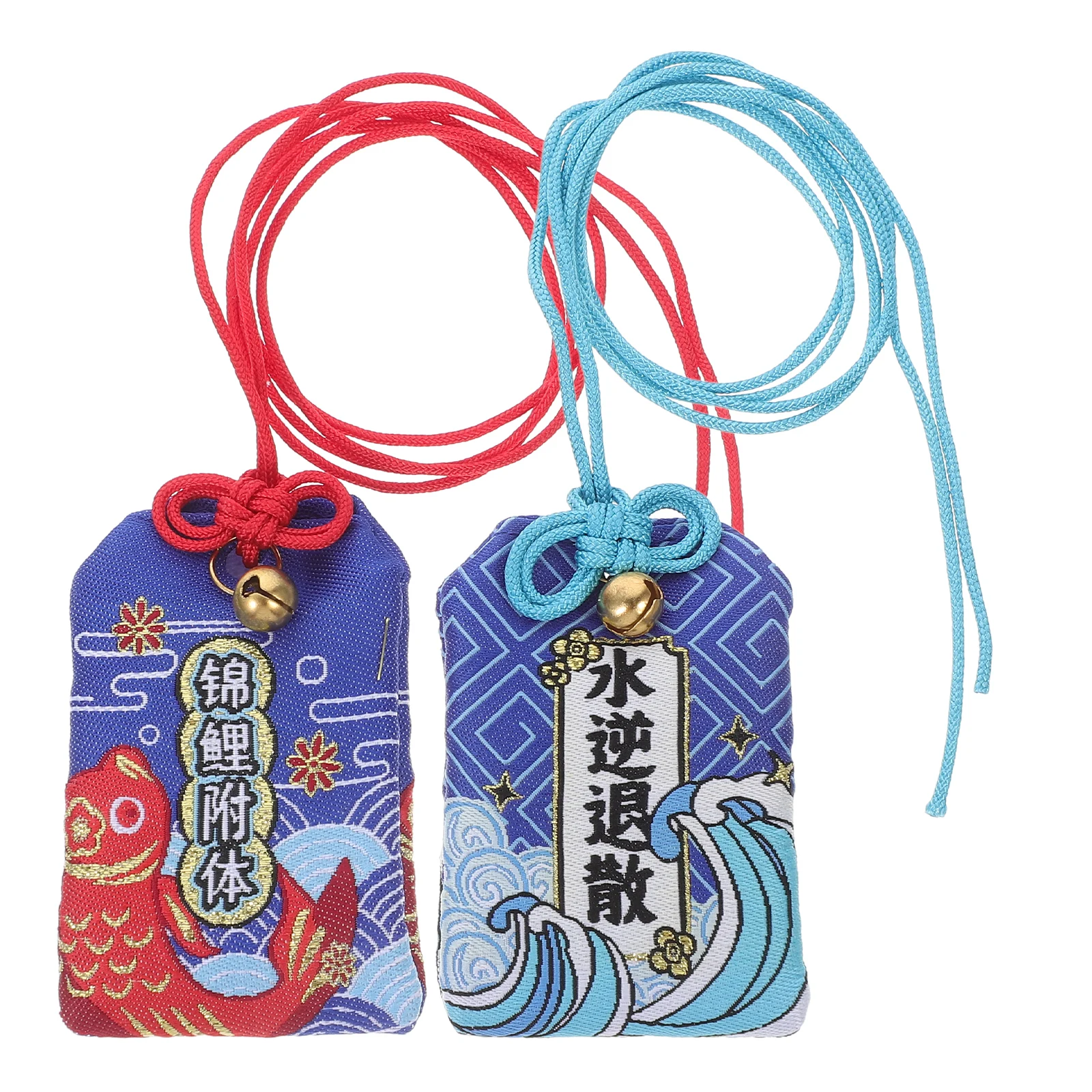 

2pcs Koi Fish Omamori Charm Japanese Amulet Lucky Pendant Embroidered Wealth Blessing Car Home Decor Accessories