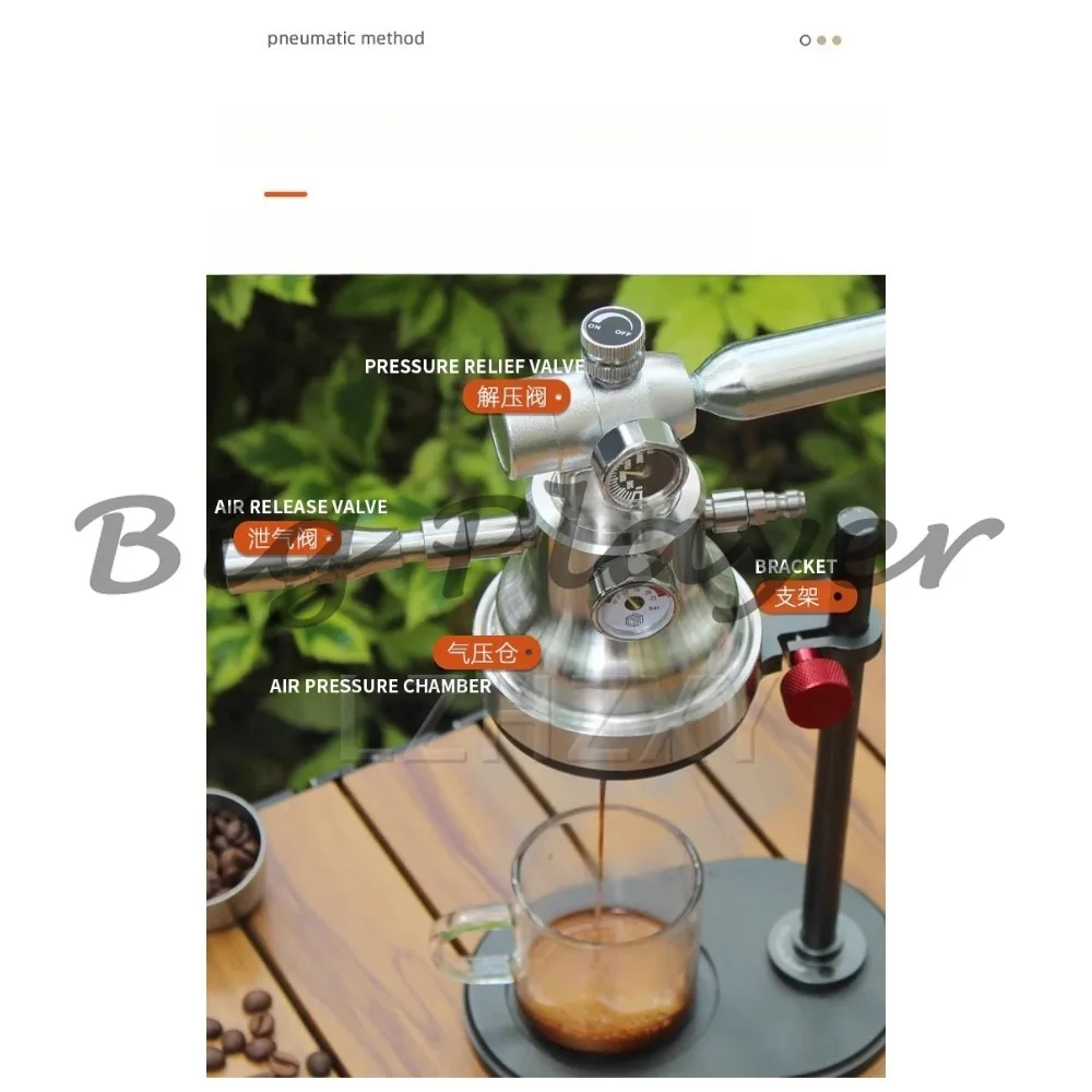 Camping Portable Pneumatic Coffee Maker - 10bar Detachable Espresso Set for Outdoor No Electricity Use