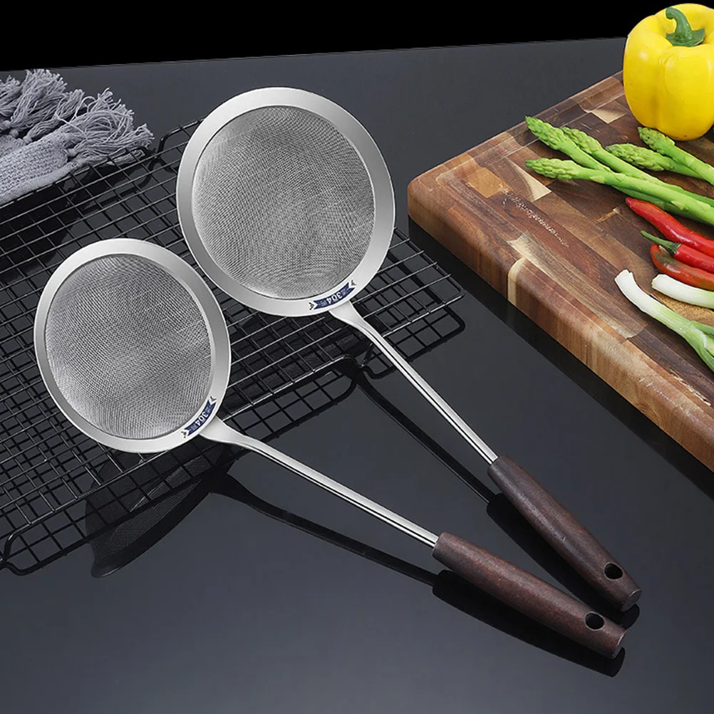 

Stainless Steel Kitchen Filter Spoon with Wooden Handle Colander Skimmer Frying Oil Strainer Household Cooking Utensil Straining