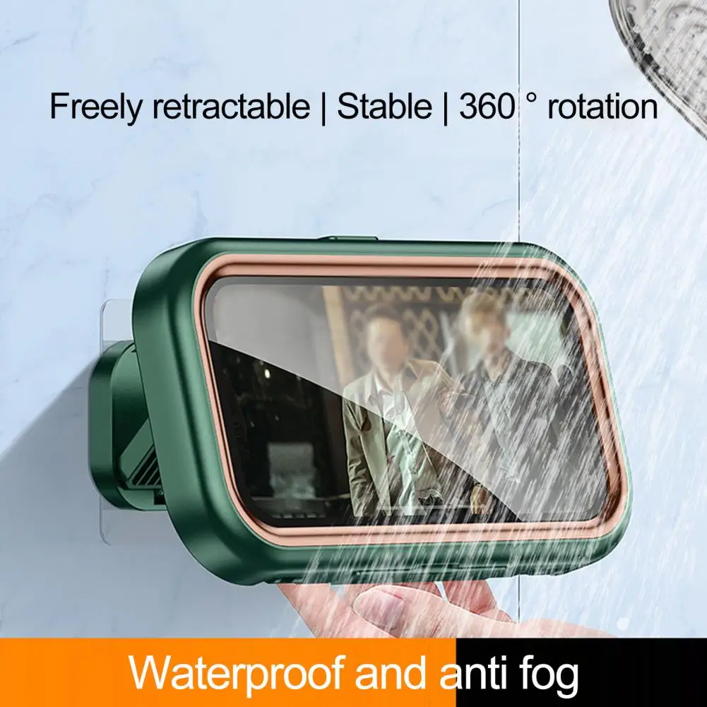 Anti-Fog Shower Phone Holder 360-Degree Rotation Angle Adjustable Waterproof Wall-Mounted Phone Holder Cellphone Case Stand Box