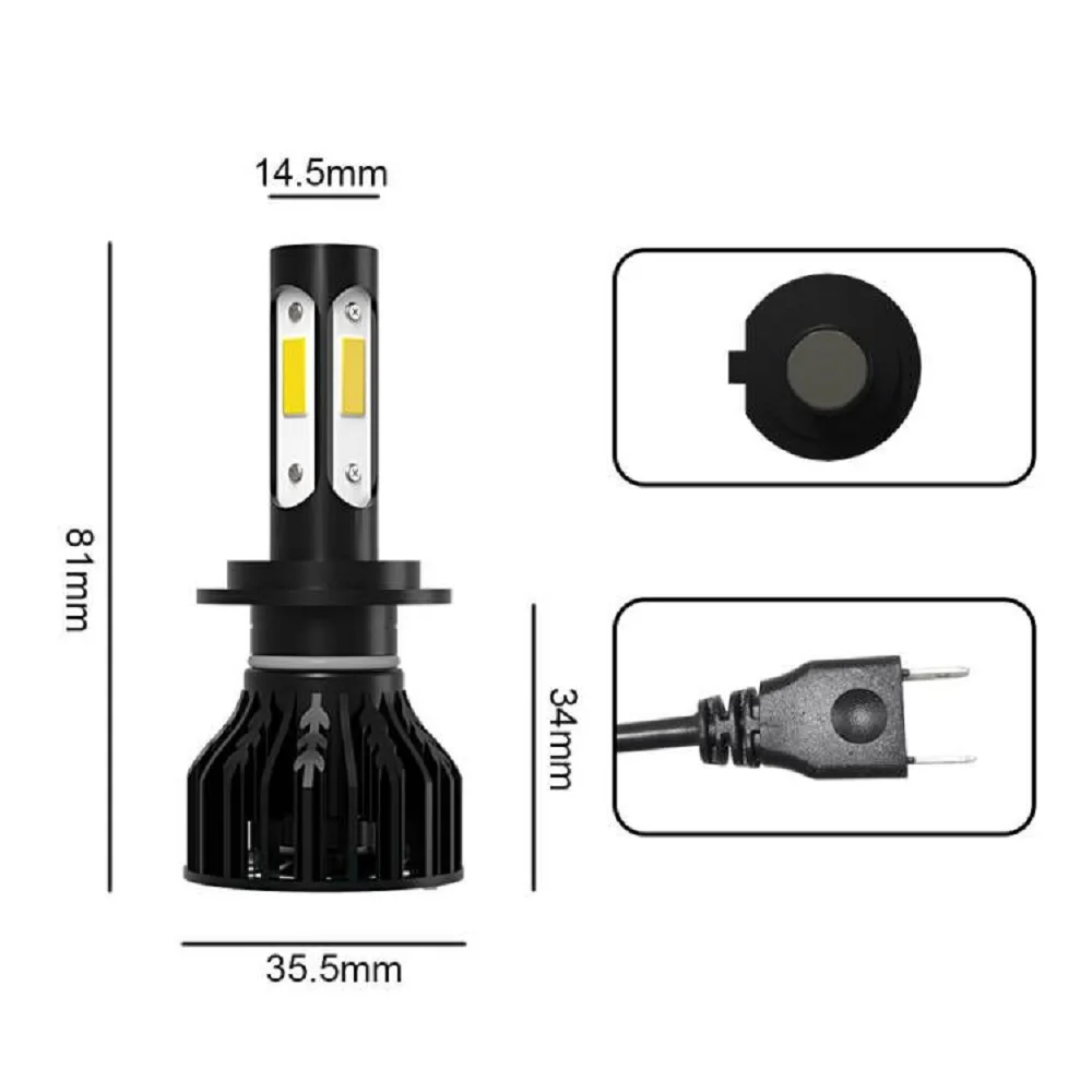 6x LED Headlight Four-sides Bulbs H7 High Low+Fog Lights H8 H9 H11 Car Combo Kit For Kia Soul 2014 2015 2016 2017 2018 2019 2020