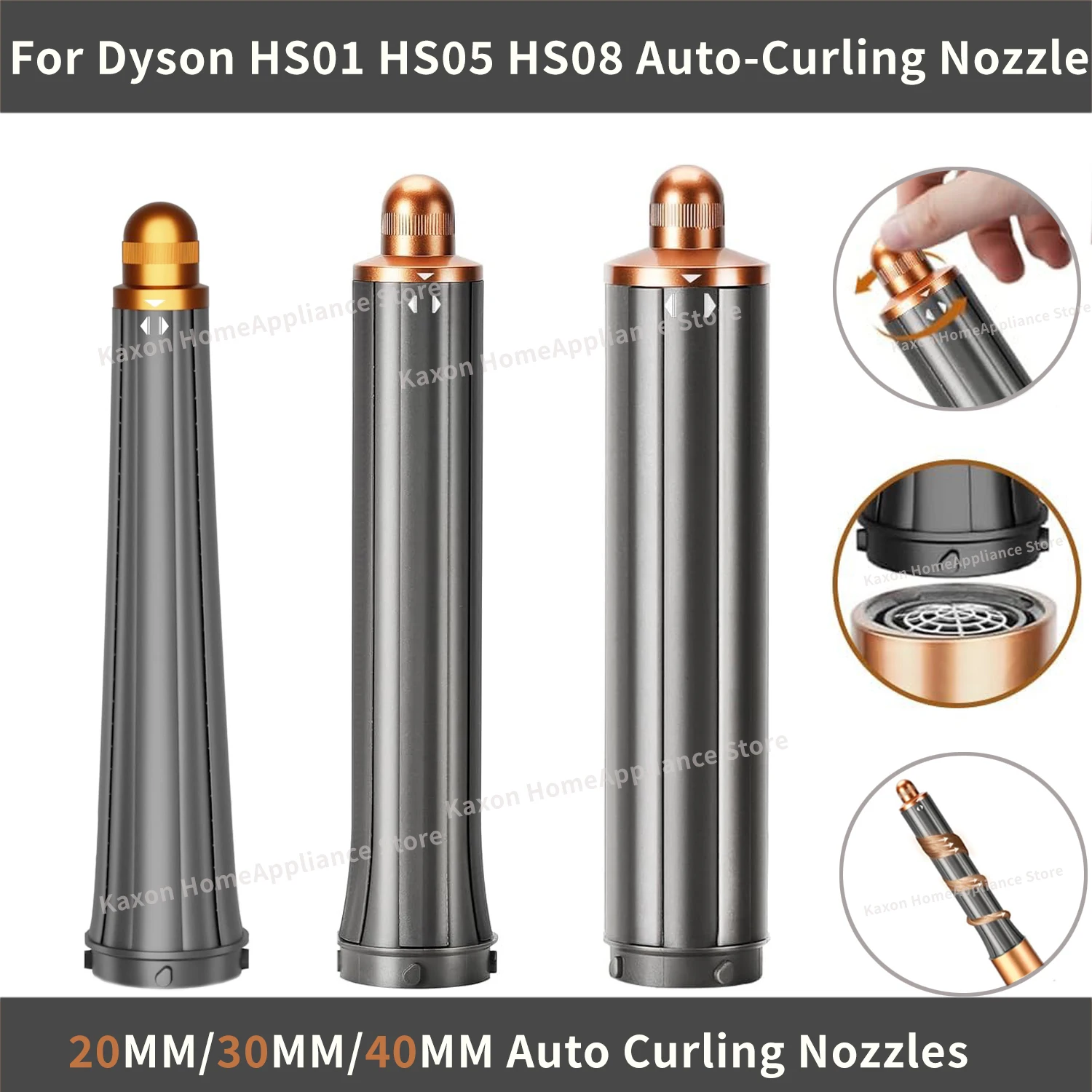 

Auto Curling Barrel Wand Nozzle For Dyson Airwrap HS01/05/08 Dual Rotation Curling Waves Voluminou 20/30/40mm Curling Hair Style