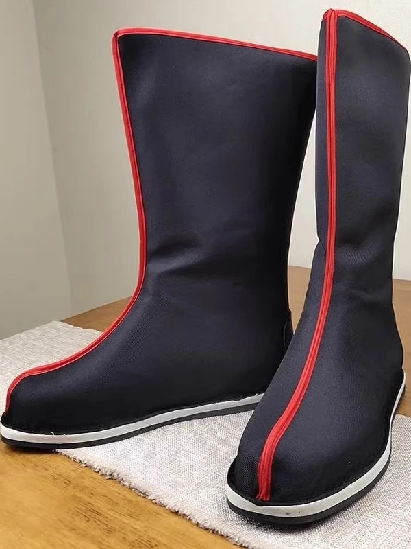 Large Size Men's Ancient Chinese Hanfu Shoes Zipper Cloth Boots Traditional Costume Footwear Dance Performance Stage Costume