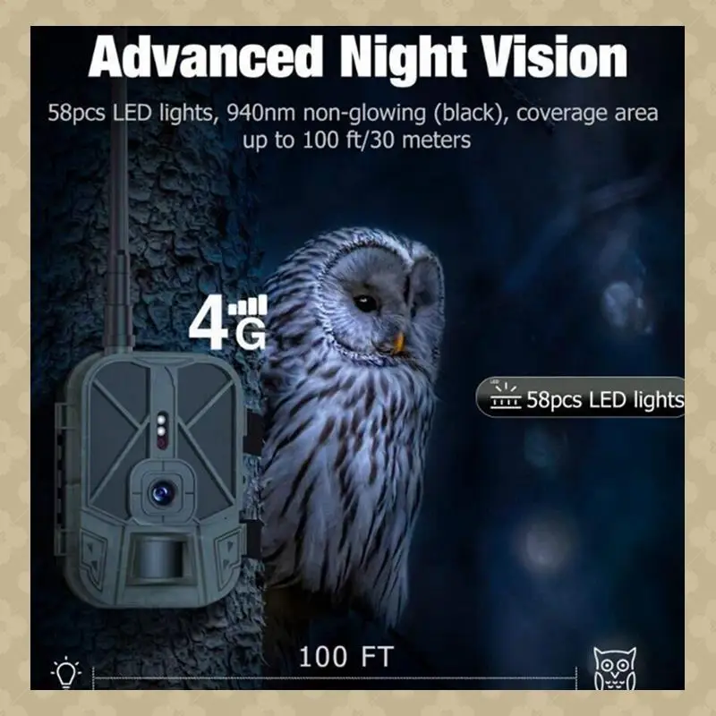 

ABST 4G 4K 36MP Wildlife Camera With APP Control And Night Visionin IR LED Night Vision 120 Detection IP65 Waterproof Cam