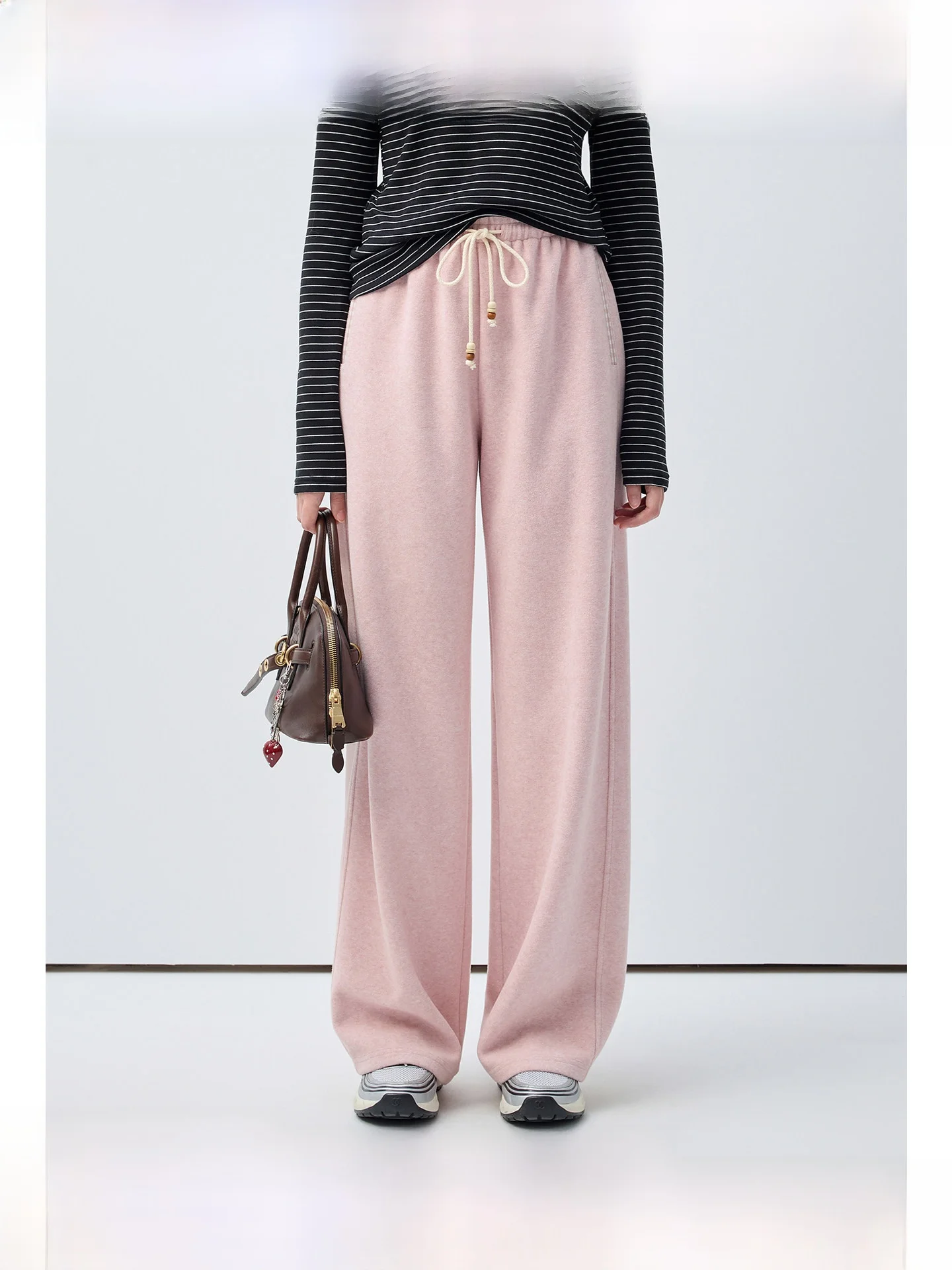 

Женские повседневные брюки в клетку больших размеров Rui, с широкими штанинами на резинке, зимние, в корейском стиле, для офиса и повседневной носки