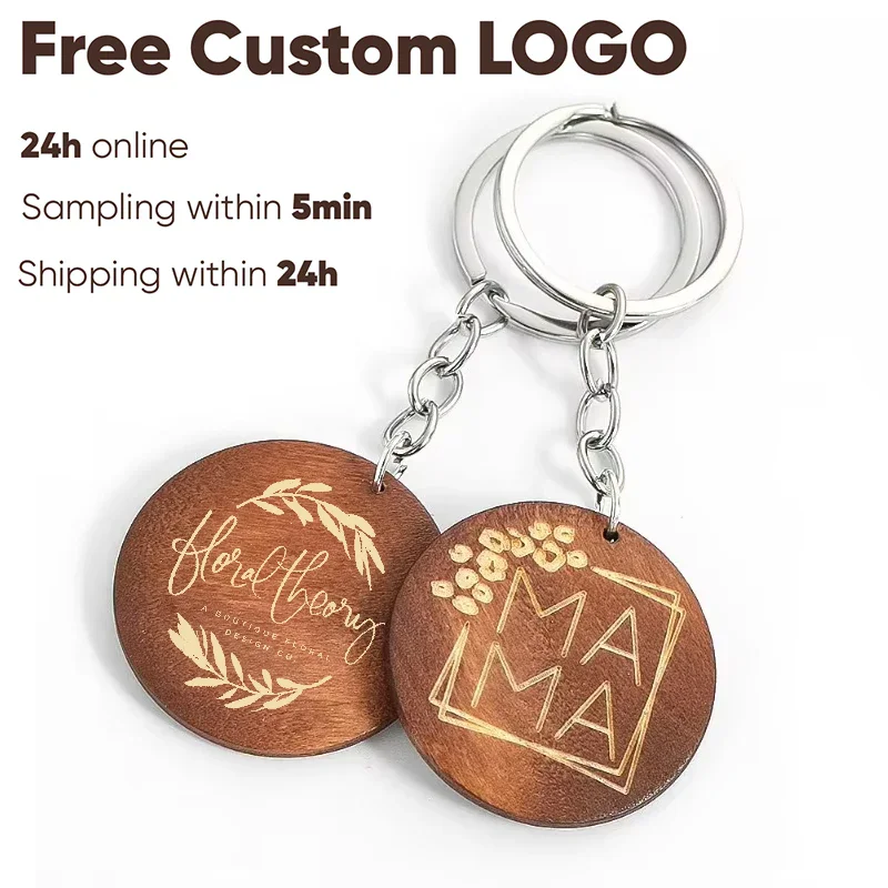 

Wooden Keychains Free Laser Engraving Round Key Chain Wood Bag Keychains Custom Car Pendant Accessories Gift for Her for Mother