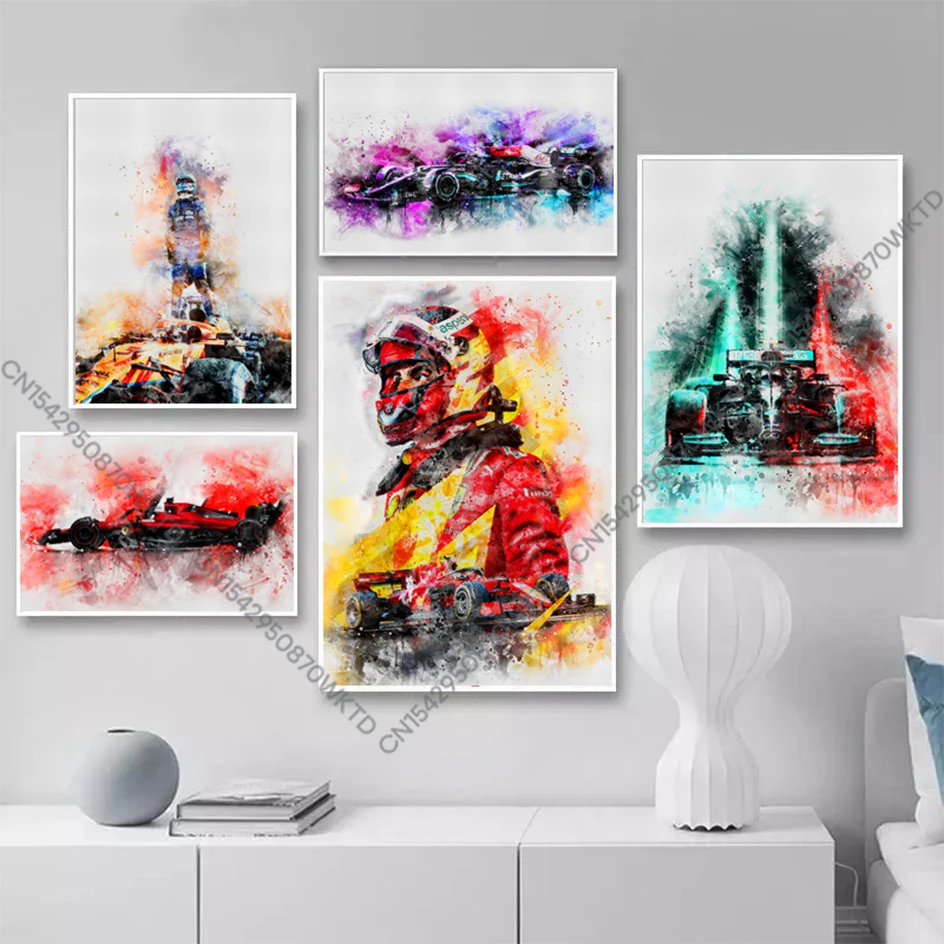 Watercolor Formula 1 Grand Prix Racing Driver Poster F1 World Champion Car Canvas Paintng Wall Art Pictures Home Room Decoration