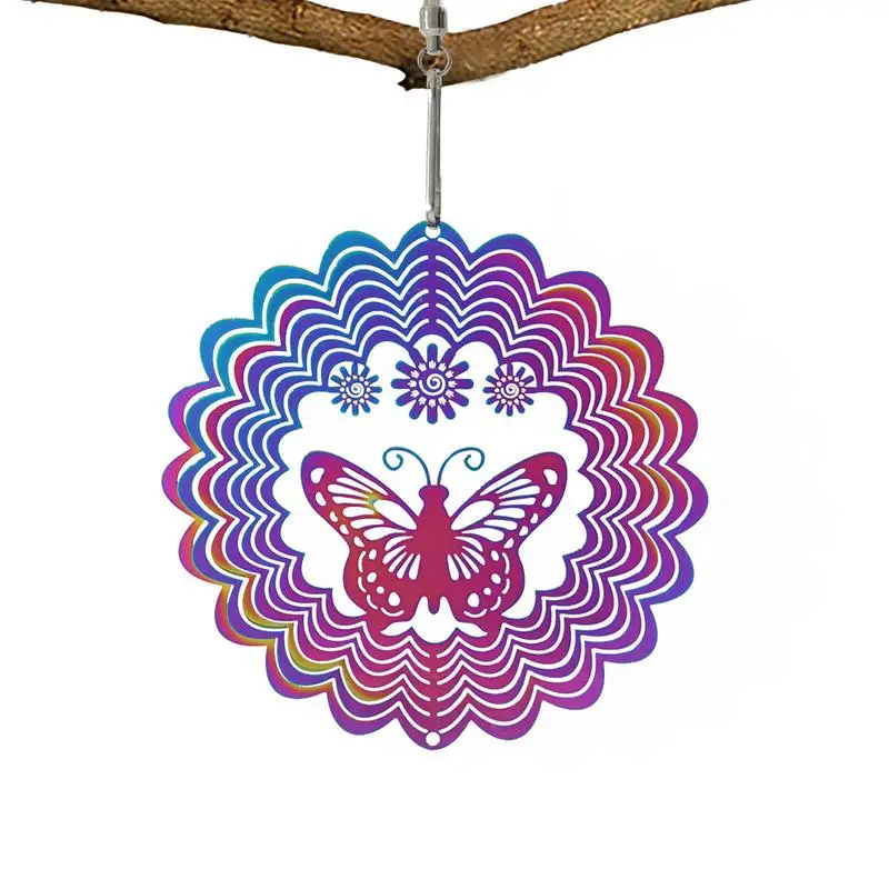 

Gradient Color Wind Chimes Garden Decorative Color Painted Butterflies Wind Spinner For Courtyard Balcony