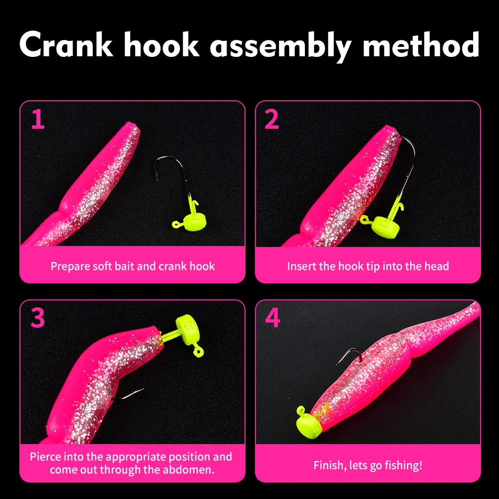 PROBEROS 4 Stück/Beutel T-Schwanz Shad Wurm Weichköder 10cm Kunstköder Swimbait 6 Farben Köder Wobbler Weichköder Silikon Angelköder Sport – Detail 11