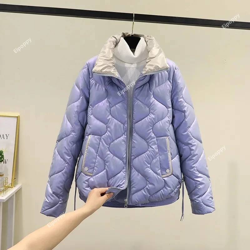 2024neue Damen mittellange lose Stehkragen Baumwoll jacke leichte und warme Winter Baumwoll jacke verdickte Jacke weiblich