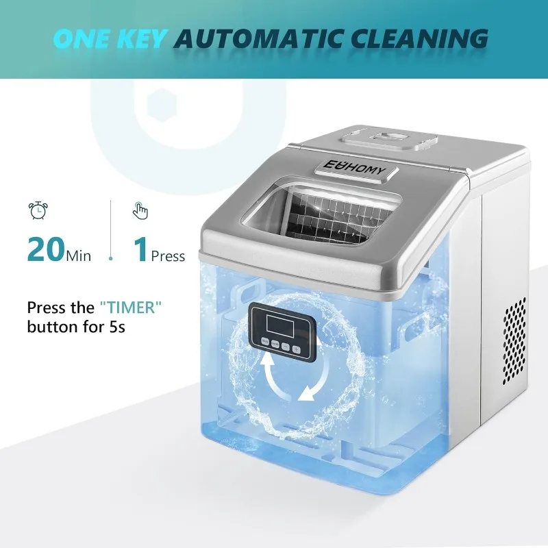 Euhomy Arbeits platte Eismaschine Maschine, 40lbs/24h automatische Selbst reinigung, 24 Stück Eis/13 Minuten, tragbare kompakte Eismaschine mit Eis schaufel
