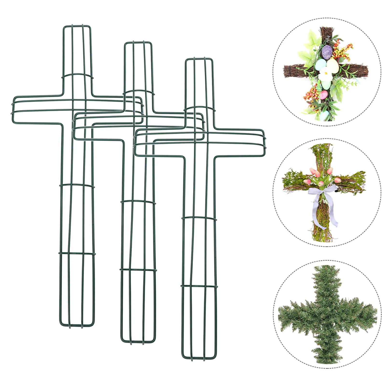 

3Pcs Cross Shaped Wreath Frame Iron DIY Craft Base for Christmas Easter Religious Themed Decoration DIY Wreath Form
