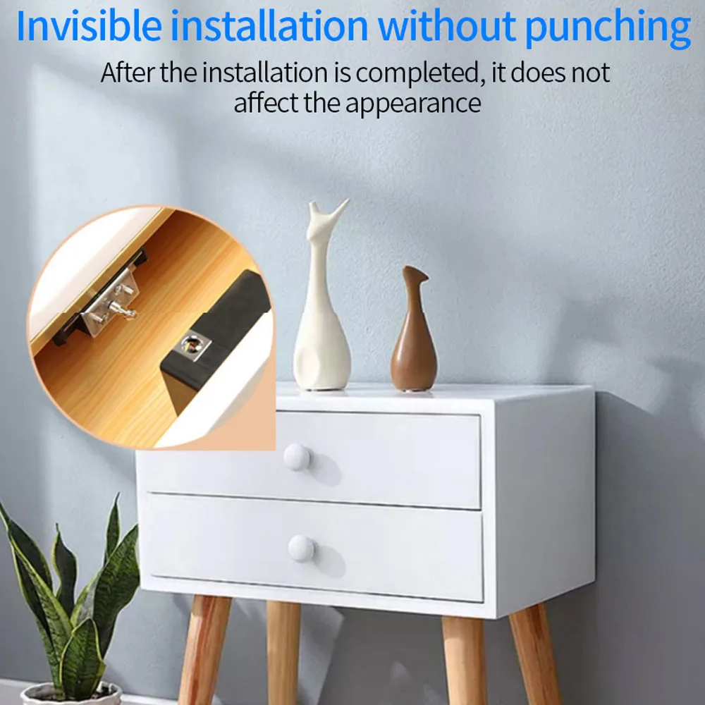 TTlock App Hidden No-drill Invisible Drawer Cabinet Door Lock RFID 13.56 Mhz IC Card Electronic Smart Lock for Furniture Locker