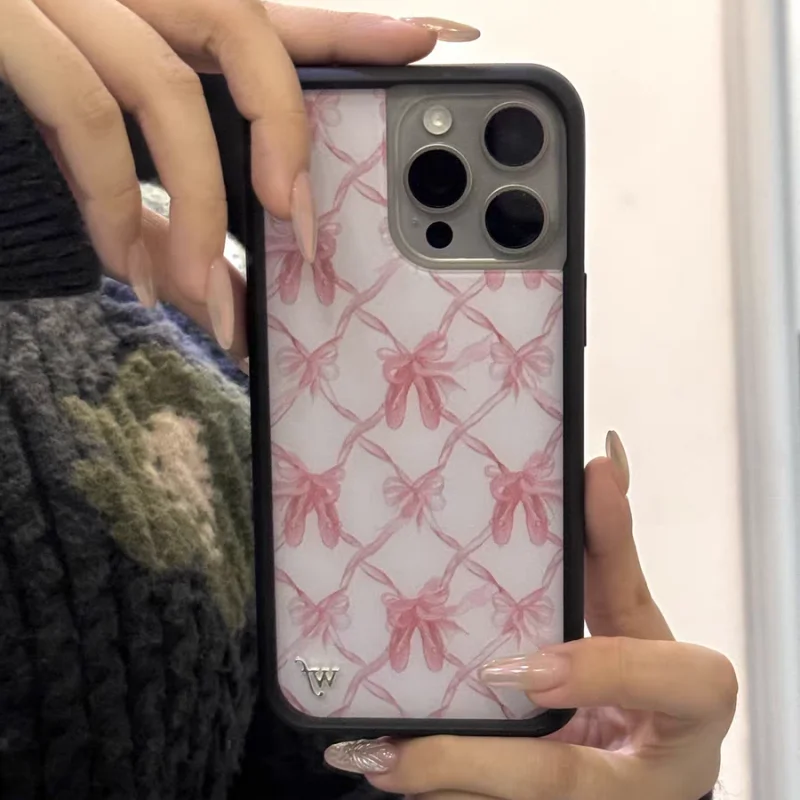 على بوانت أحذية الباليه البرية جراب هاتف آيفون 11 12 13 14 15 16 17 برو ماكس زائد الهواء 17 برو الفتيات wf الأوشحة الوردية غطاء #2