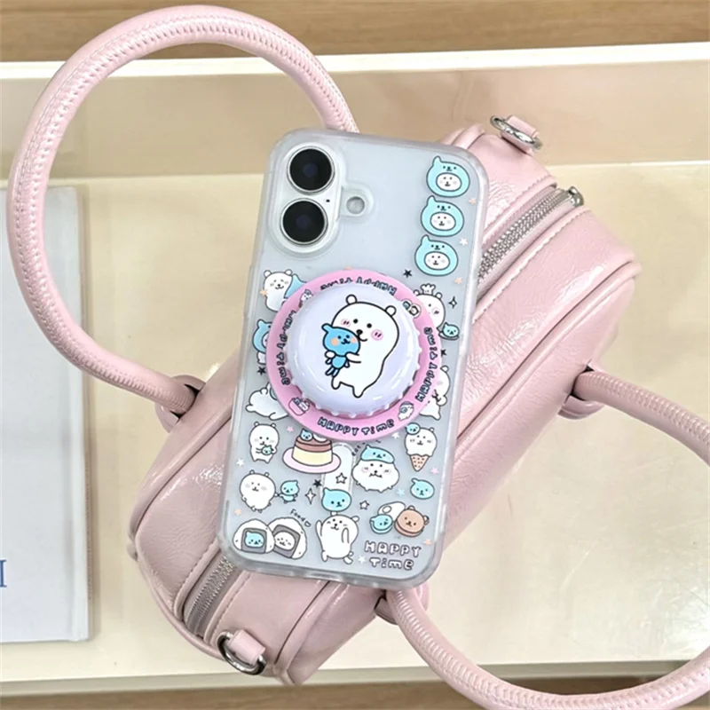 

Korean cute cartoon little white Bear MagSafe protective case for iPhone 13 Pro 14 16 15 Pro Max magnetic Holder Phone cases