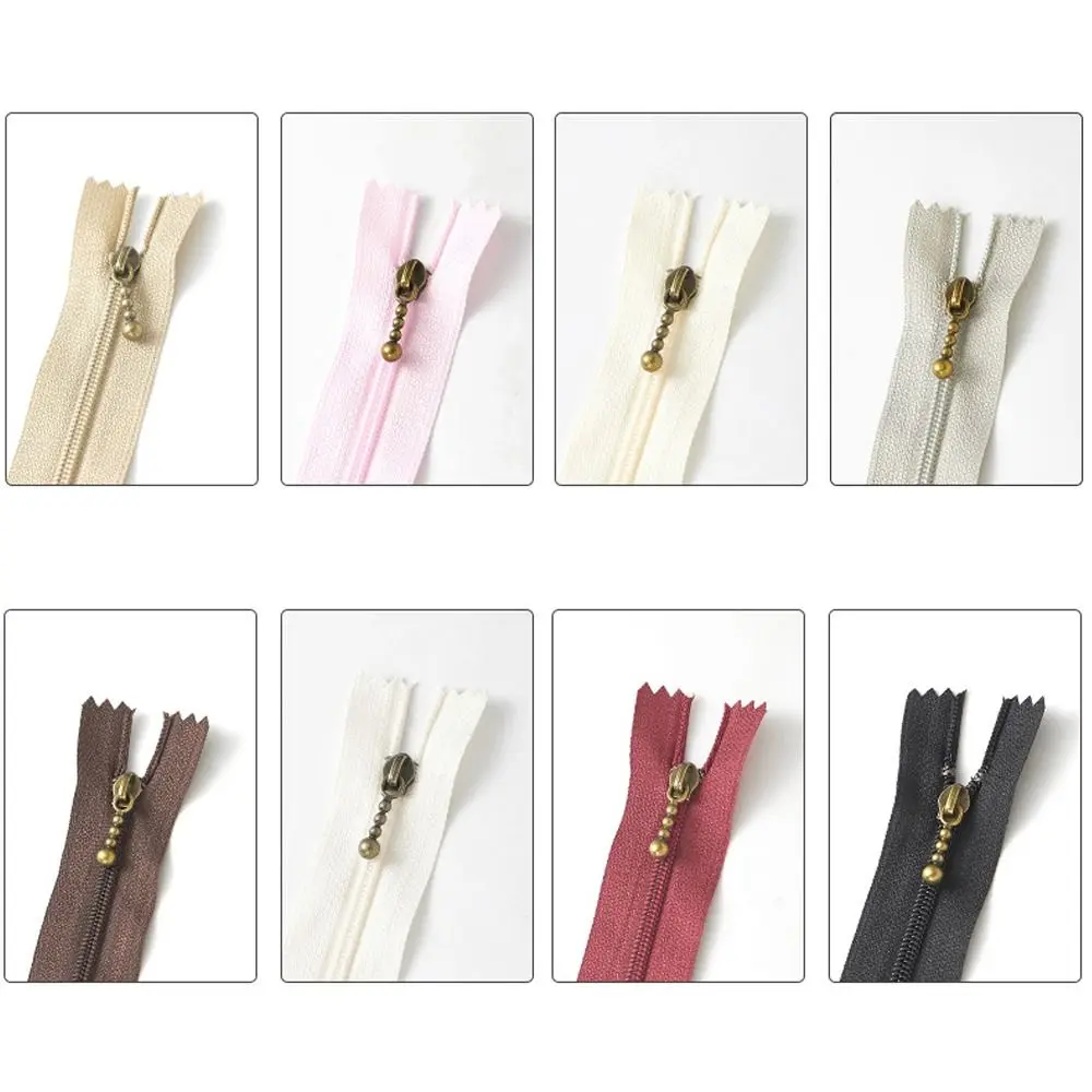 10Pcs 3# Bronze Metal Zipper 25CM Close-end Zip for Sewing Bags Garments Pocket Zippers Repair Tailor DIY Accessories