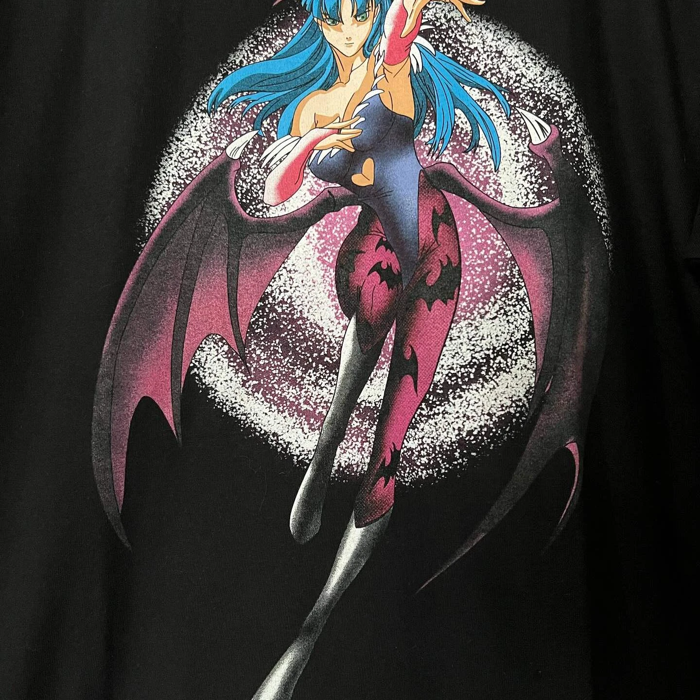Vintage Klassisches Kampfspiel Darkstalkers Morrigan Aensland Grafik-T-Shirt Baumwolle Herren Damen T-Shirt Sommer Streetwear – Detail 5