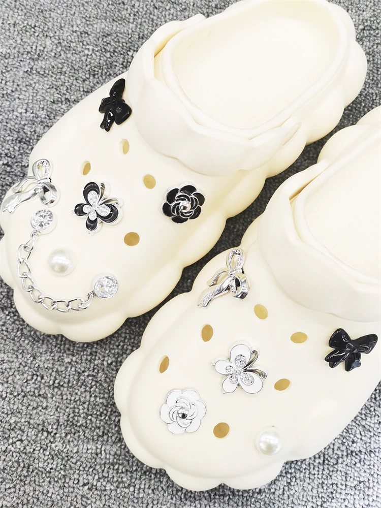 11PCS ABS Shoe Charm Buckles DIY Fancy Clogs Parts Accessories Bow Decorations Fit Women Beach Bag Sandals Halloween Party Gifts