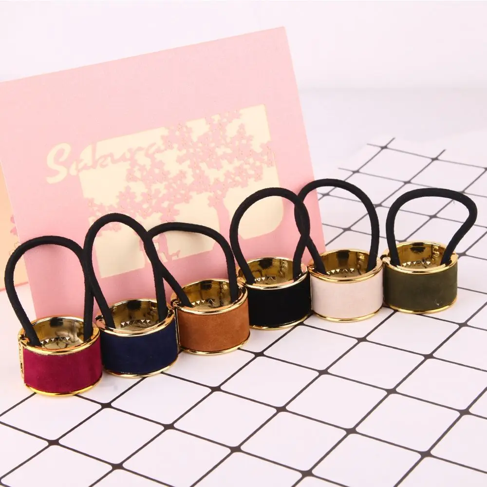 

Round Hair Accessories Elastic Alloy Flannel Ponytail Holder Rubber Bands Ponytail Buckle Hair Ropes