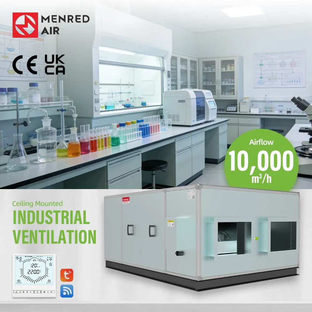 Commercial ERV Heat Recovery Ventilator Stainless Steel Square 10000m3/h Ceiling Mounted Fresh Air System Office Gym Basement