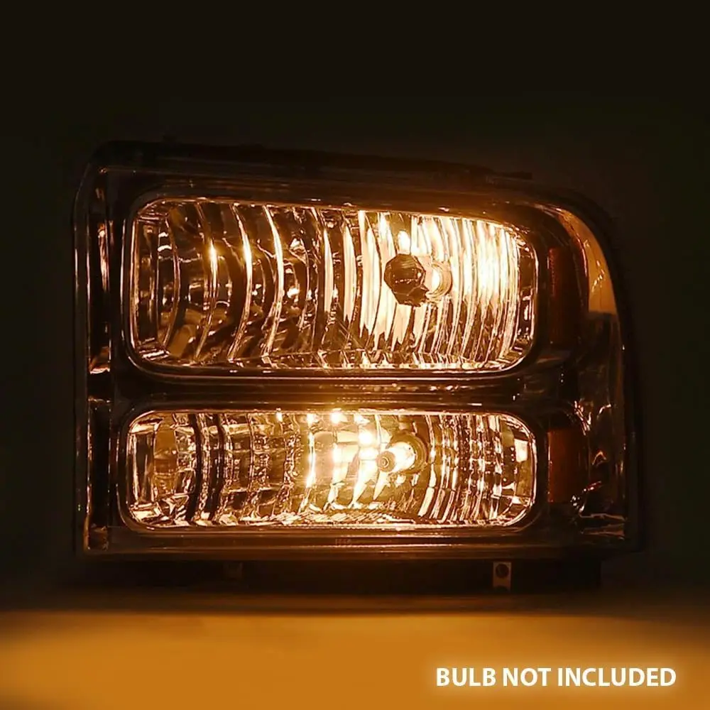 مجموعة مصابيح أمامية متوافقة مع Ford F250 F350 F450 F550 2005-2007 /Fit Ford Excursion 2005 المصابيح الأمامية عدسة شفافة كروم هوين