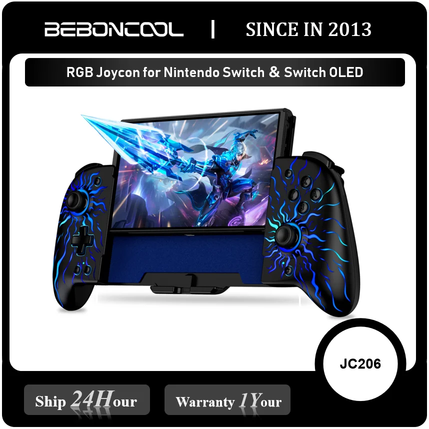 

BEBONCOOL JC206 Универсальный Joycon с эффектом Холла для Nintendo Switch/переключателя OLED 6-осевой гироскоп с двойным двигателем и вибрацией RGB-геймпад