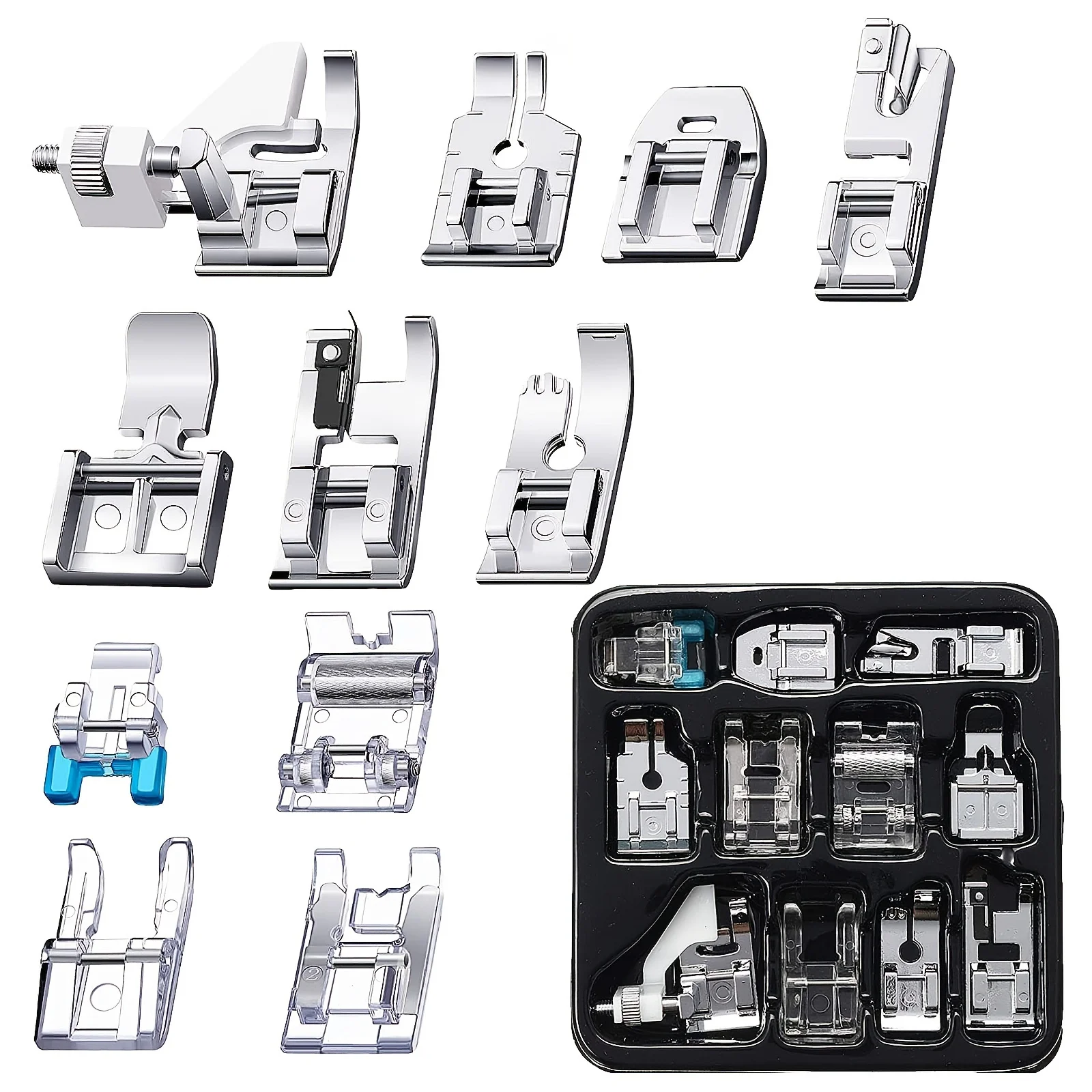 Box Of 11pcs Presser Feet Sewing Machine Parts Presser Feet Suitable For Brother Singer Janome Babylock