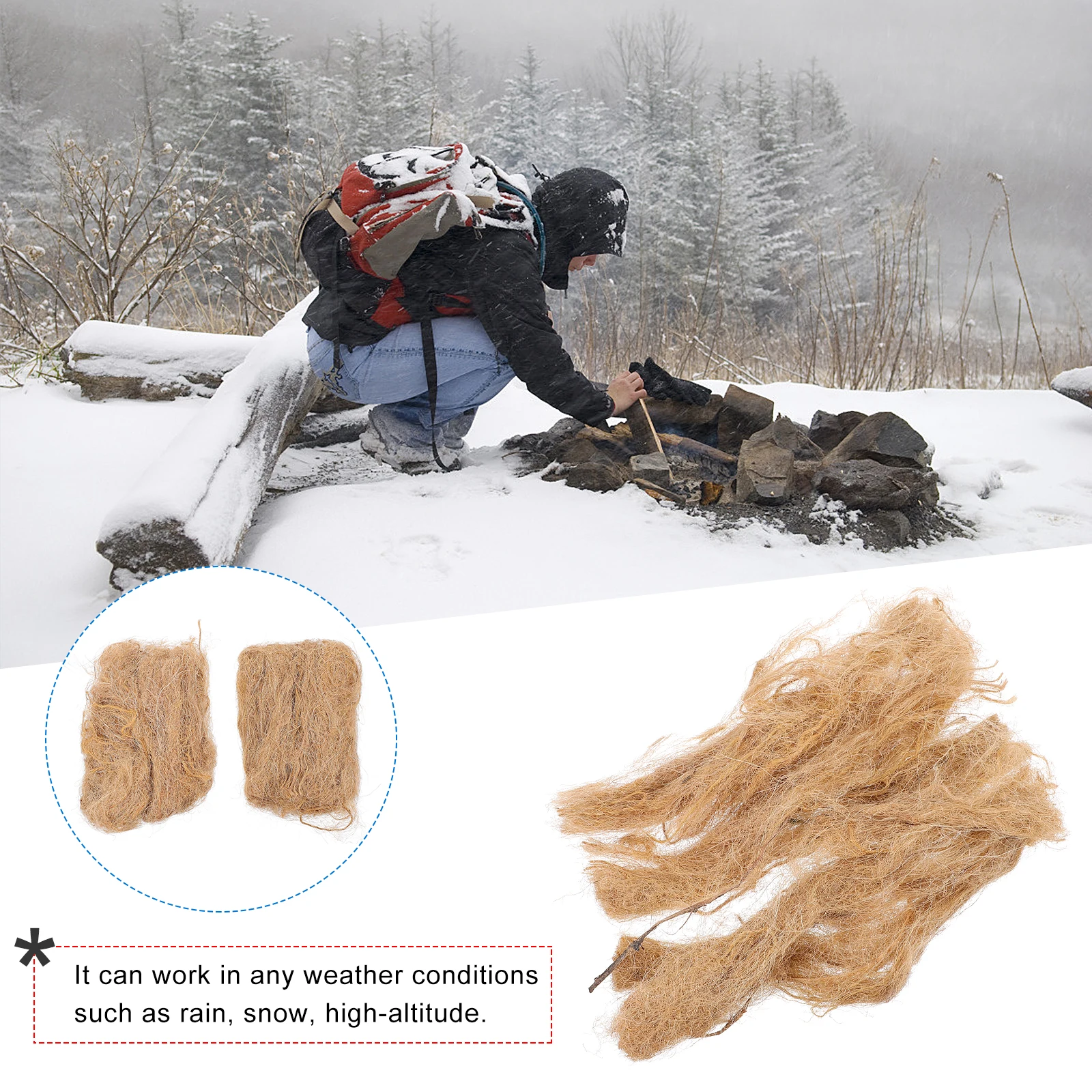 

2 Packs Jute Silk Fire Starter Outdoor for Camping Large Size Easy to Any Weather Condition