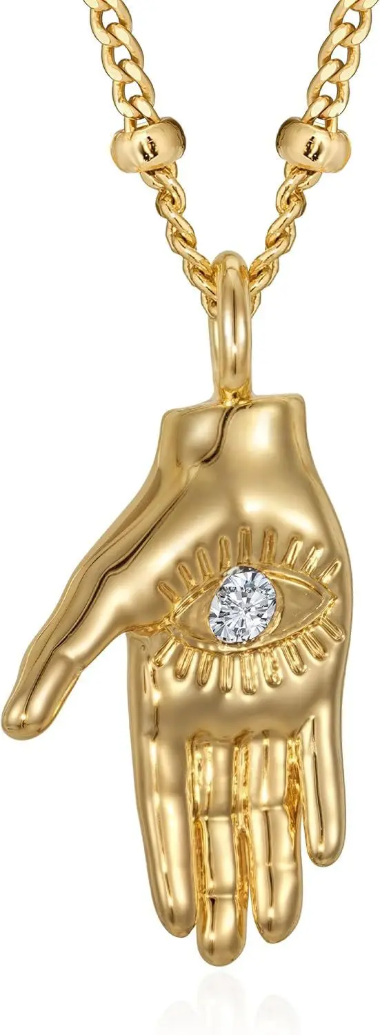 14K Gold Plated Hand Pendant Neckalces for women Gifts for Friends Hand Sign Language Trendy Charm Gesture Necklace Jewelry Gift