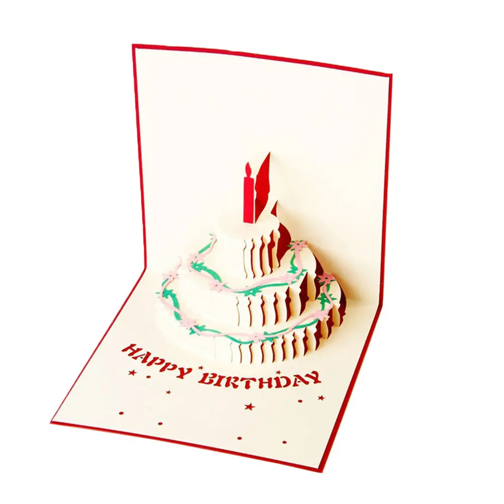 Music Birthday Greeting Card 3D Light Up Cake Blessing Card Creative Birthday Party Greeting Cards 3D Blessing Cards