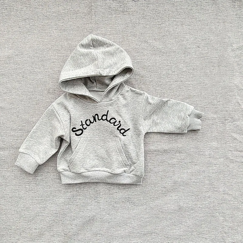 Spring Autumn New Baby Long Sleeve Hooded Sweatshirt Cotton Boys Girls Loose Pullover Kids Letter Casual Hoodie Children Clothes