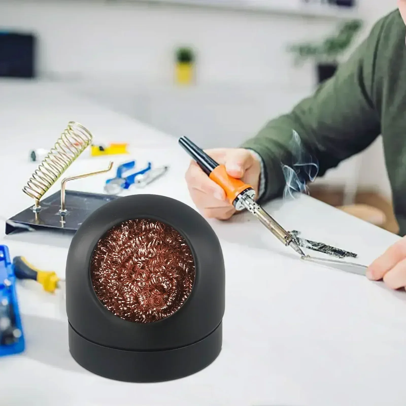 New Practical Efficient Removal 70*70*70 Mm Black Multi-point Cleaning Plastic Shell Soldering Tip Cleaning Base