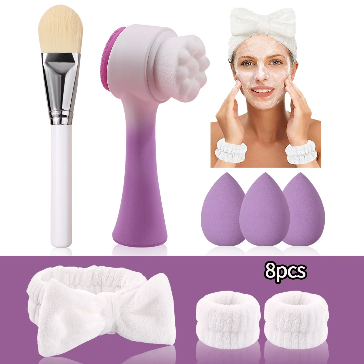 Women Girls Beauty Tool Kit Silicone Facial Cleansing Brush facial mask brush Spa Yoga Headband Beauty Egg For Beautiful life