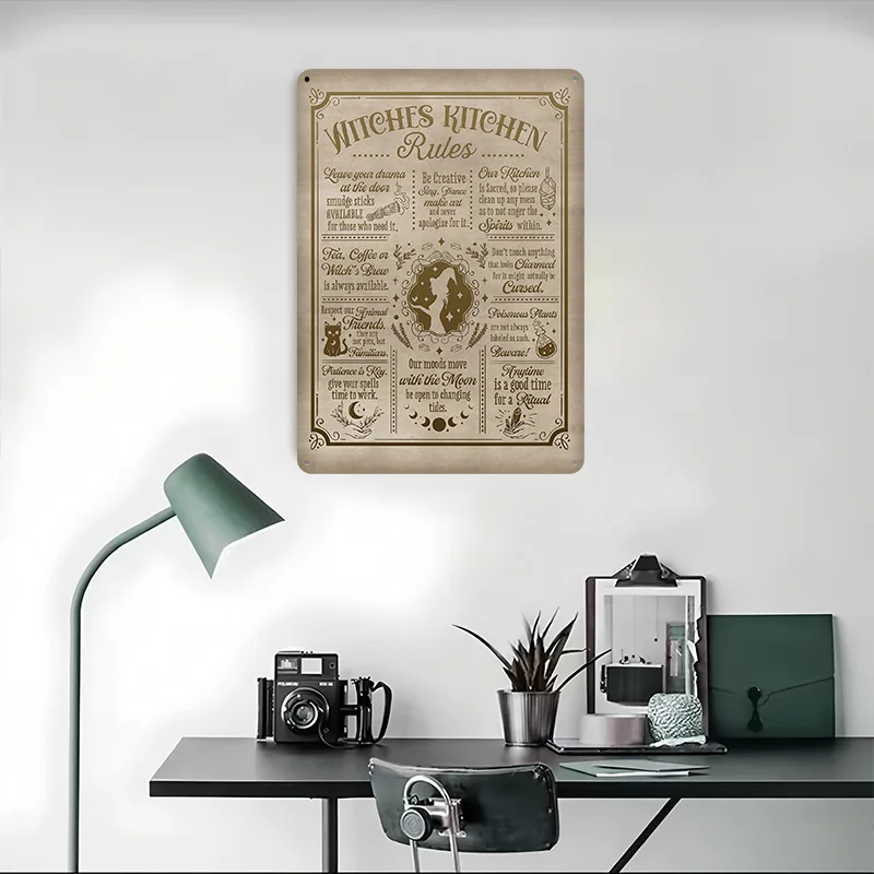 قواعد المطبخ الساحرة ملصق معدني علامات القصدير زينة عتيقة علامة معدنية مخصصة لتزيين جدران الفن ديكور الغرفة الجمالية #4
