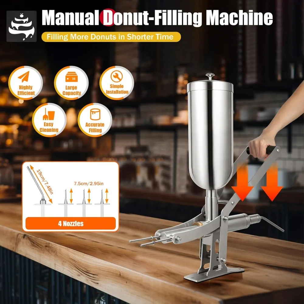 

5L Manual Doughnut Churro Filling Machine Stainless Steel Commercial Latin Fruit Churro Filling Machine Dessert Filling Machine