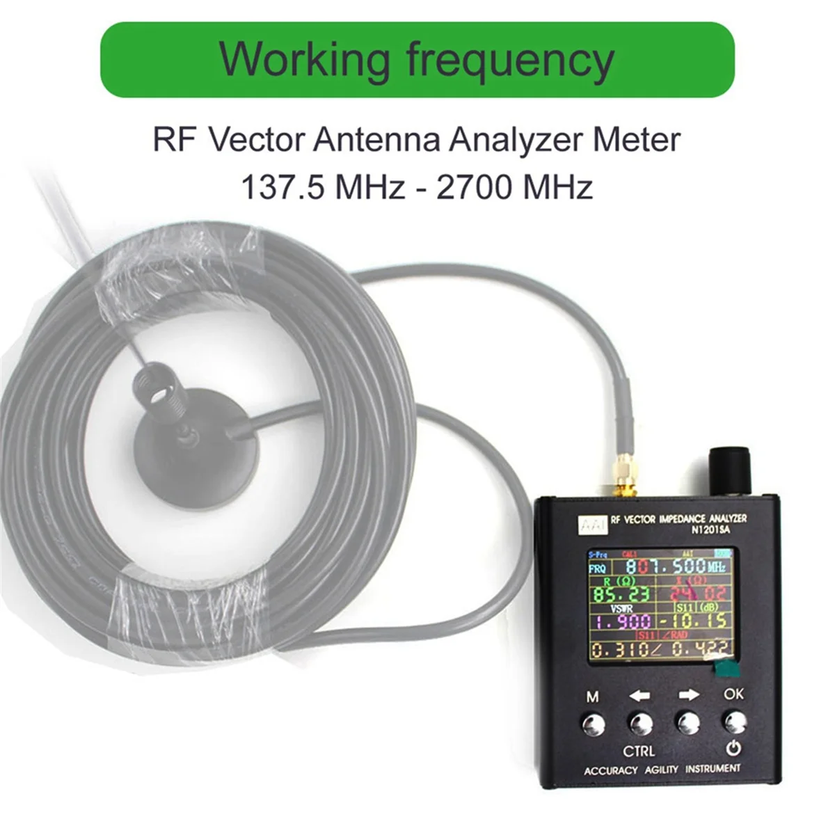 N1201SA 140MHz - 2.7GHz UV RF Vector Impedance ANT SWR Antenna Analyzer Meter Tester Resistance/Impedance/SWR