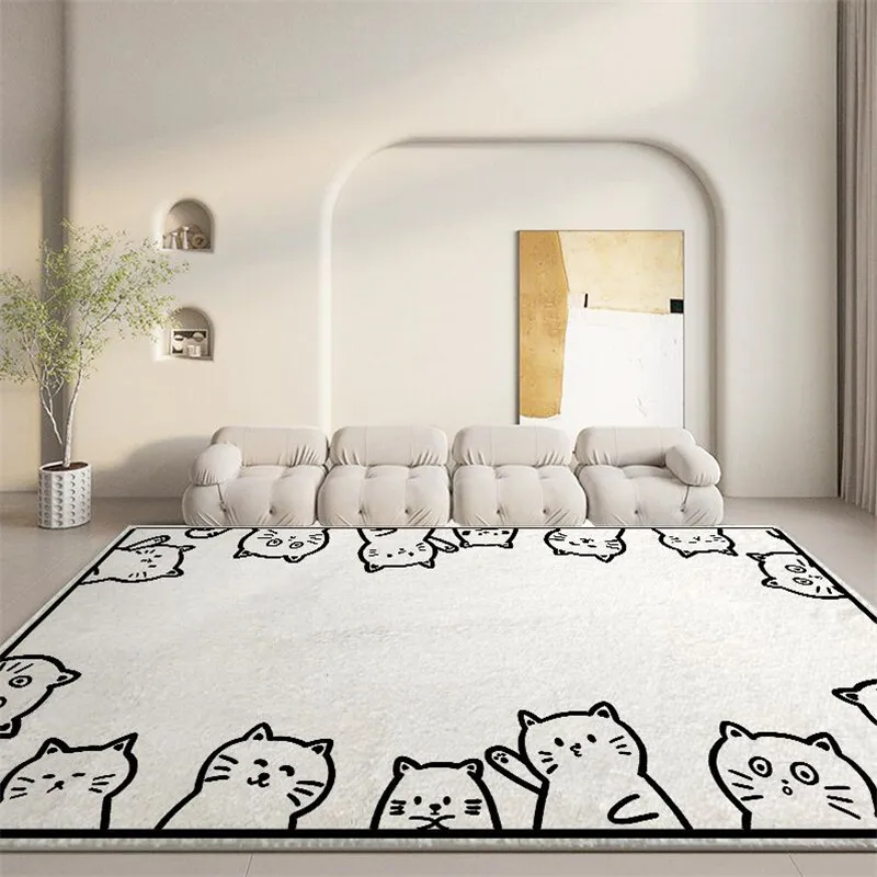 

Cartoon Children Girls Bedroom Carpets Cute Animal Living Room Soft Large Area Carpet Plush Black White Cloakroom Rugs Alfombra