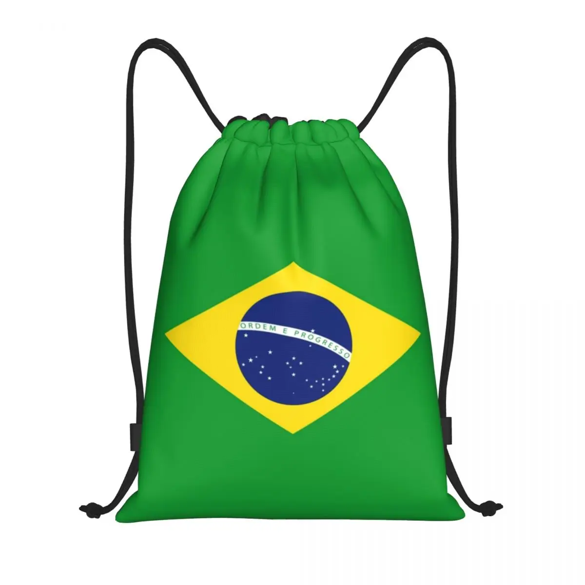 Brazil Flag Drawstring Backpack Sports Gym Bag String Sackpack for Cycling