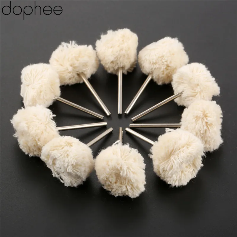 10Pcs 22mm Wool Polishing Buffing Wheels 2.35mm Shank Jewelry Metals Grinding Brushes for Drill Rotary Tools Dremel Accessories