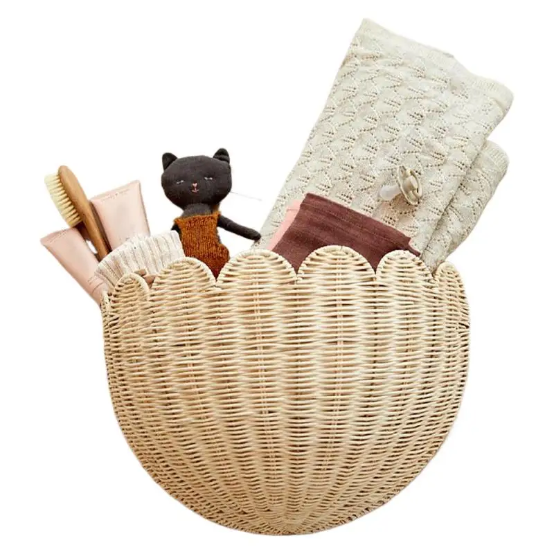 

Flower Planter Wall Hanging Wicker Rattam Basket Garden Vine Pot Plants Holder Handmade Woven Hanging Storage Basket