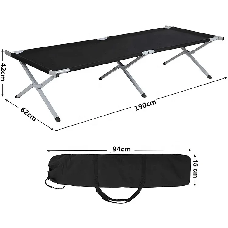 Outdoor Folding Camping Cots for Adults Portable Heavy Duty Sleeping Durable Lightweight Bed with Carry Bag