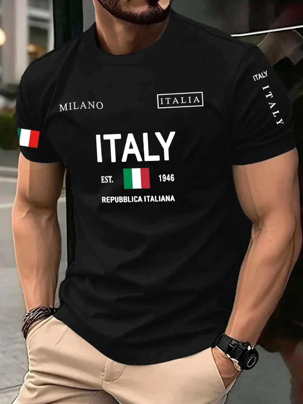 2026 Summer Men's Round-neck Quick-drying Breathable Milan T-shirt, European Style Casual Urban Fashion Men's T-shirt