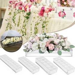 Rectangular Vase, Rose Vase, Transparent Acrylic Flower Vase, Wedding Banquet Table, Flower Center Piece, Modern Low Flower Vase
